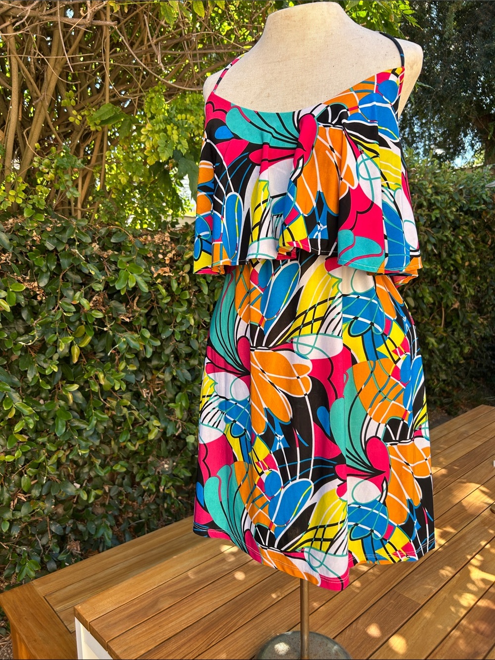 American Twist Bright Floral-Print Mini Skirt in Pink, Orange, Blue & Black
